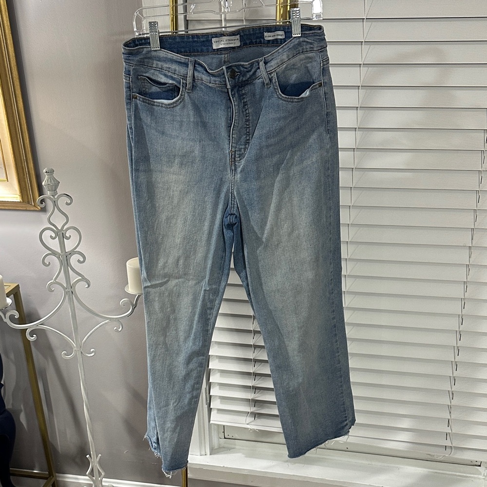 Sanctuary Women's Blue high rise crop Straight Leg Jeans